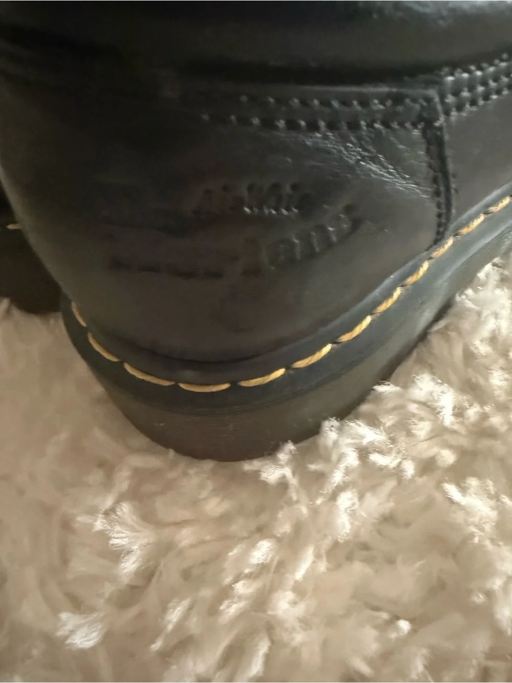 Dr. Martens Black Leather Derby Shoes with Yellow Stitching